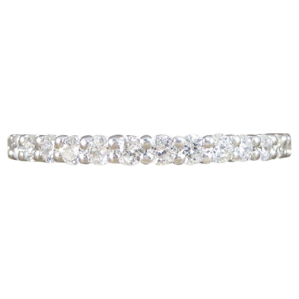 Dimond Set Half Eternity Stackable Ring in Platinum For Sale