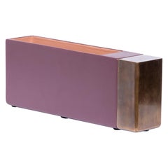 Dimorestudio for Bitossi Ceramic Matte Lilac and Brass Rectangular Vase
