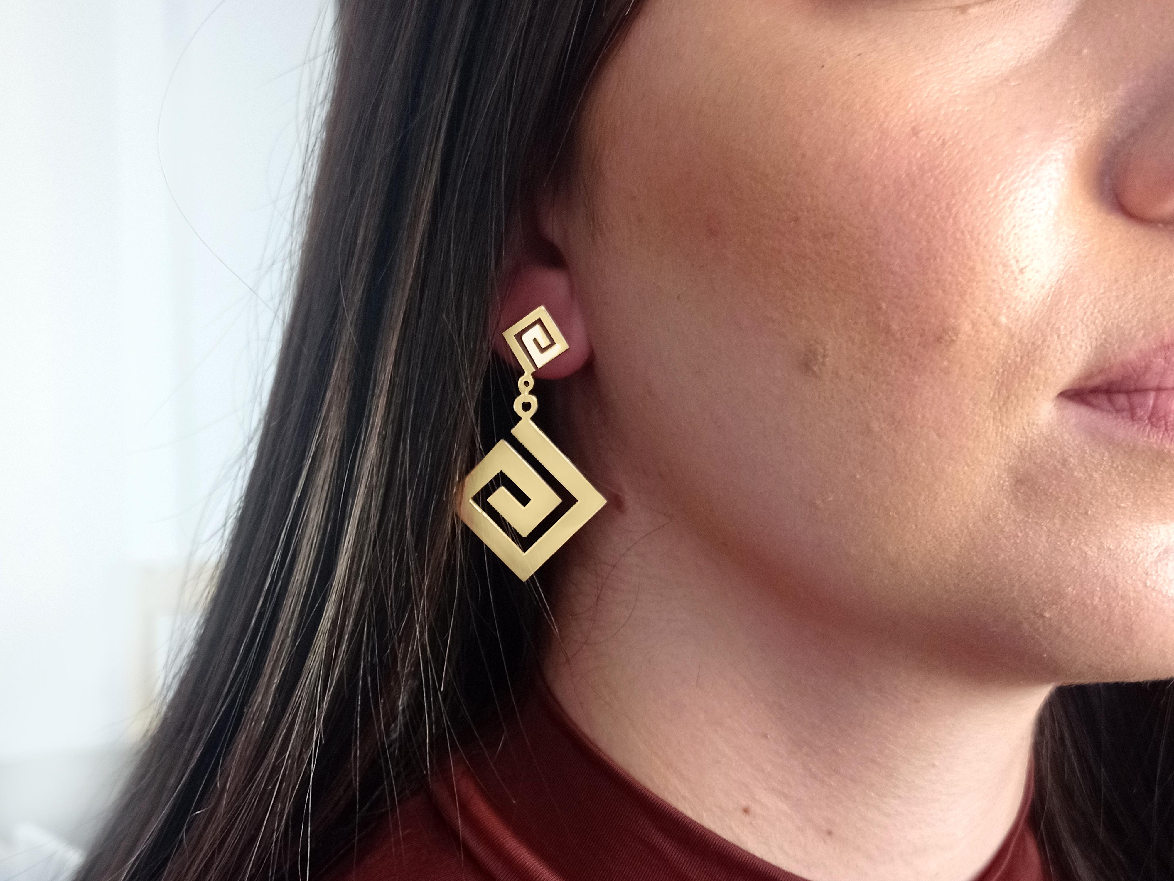 gold greek key earrings