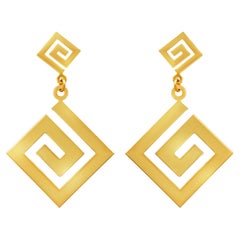 Boucles d'oreilles Dimos en or 14k avec clé grecque carrée