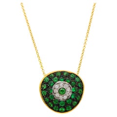 Dimos 18k Gold Abstract Evil Eye Necklace with Tsavorites and Diamonds