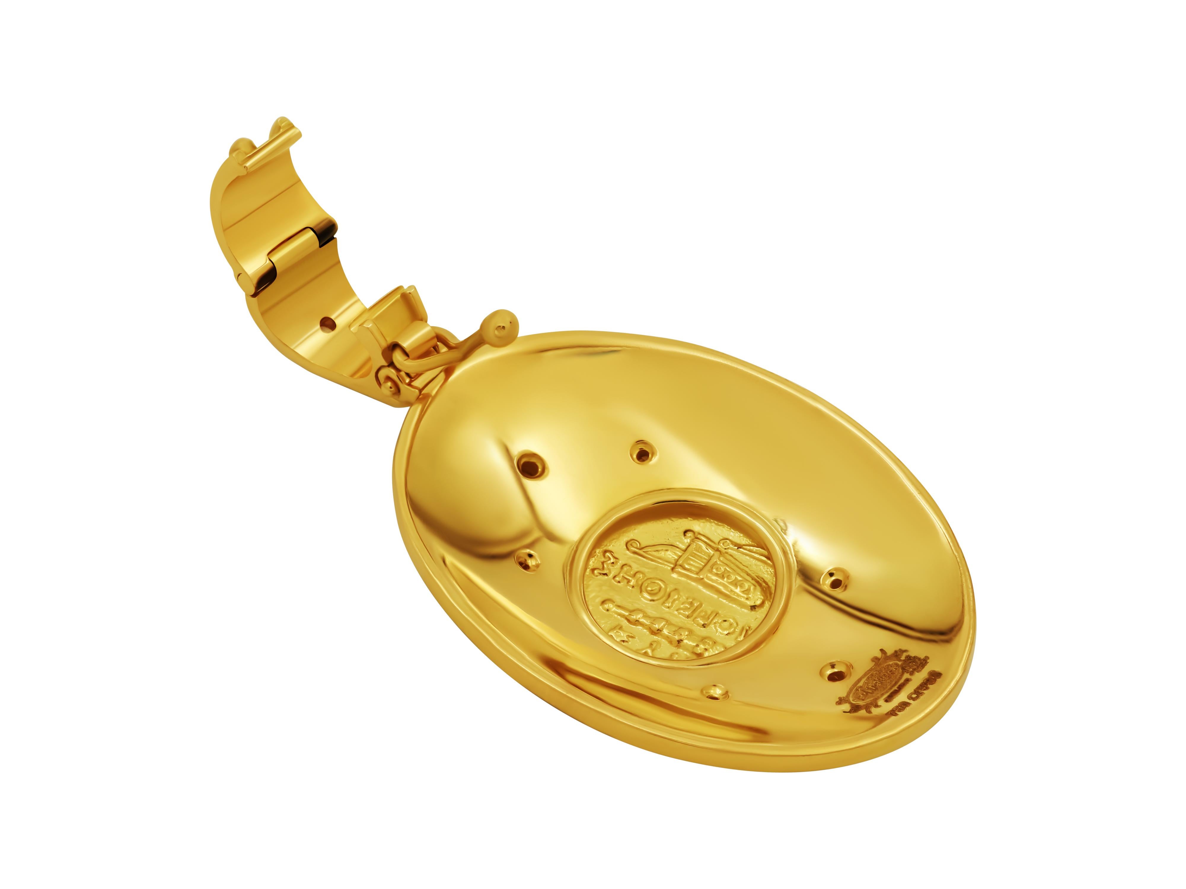 Dimos 18 Karat Gold Alexander der Großen Diamanten Oval-Anhänger (Neugriechisch) im Angebot