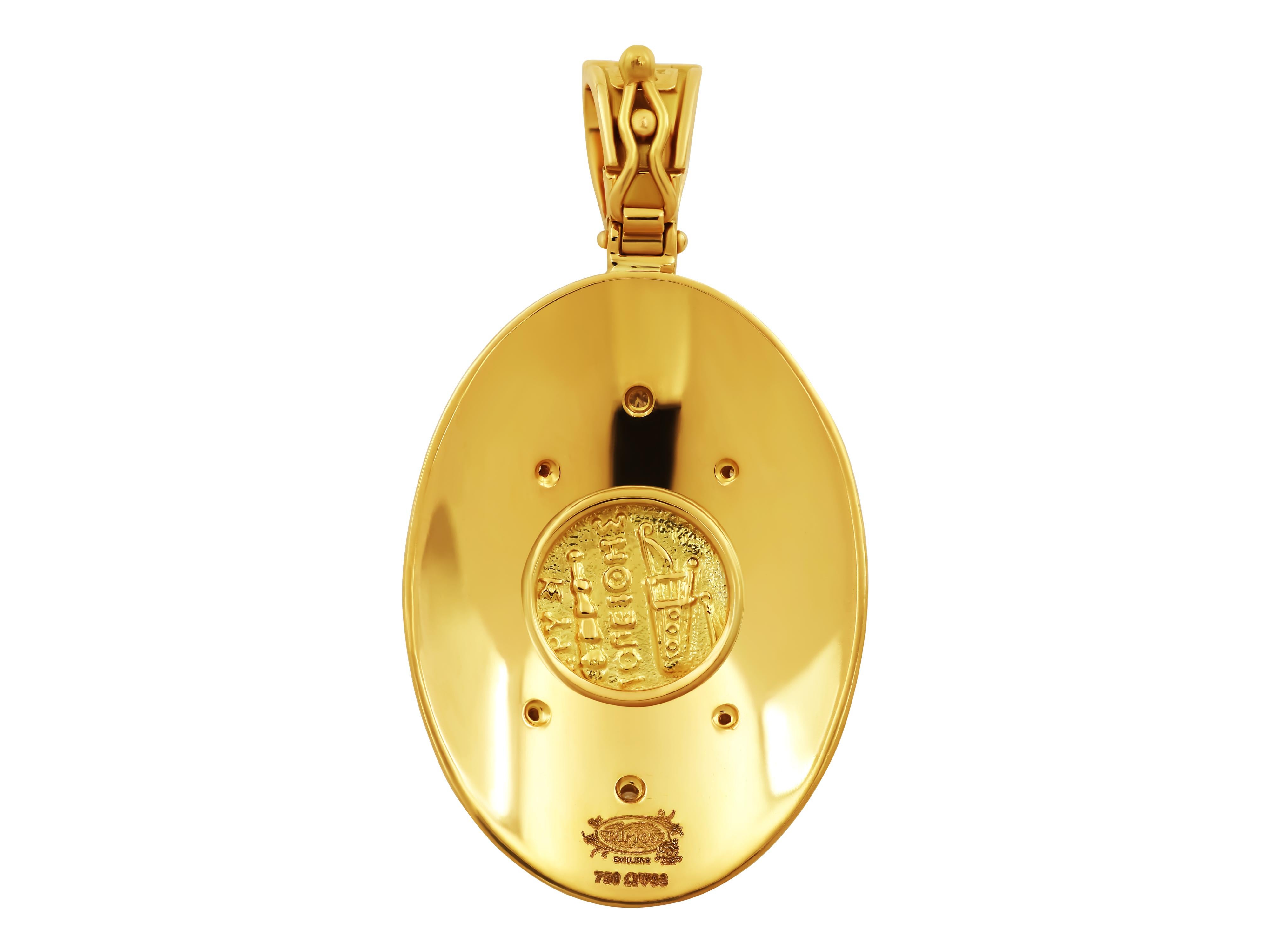 Dimos 18 Karat Gold Alexander der Großen Diamanten Oval-Anhänger (Brillantschliff) im Angebot