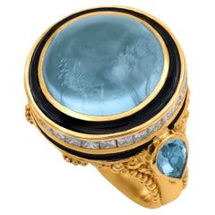 Dimos 18k Gold Aquamarine and Diamonds Ring