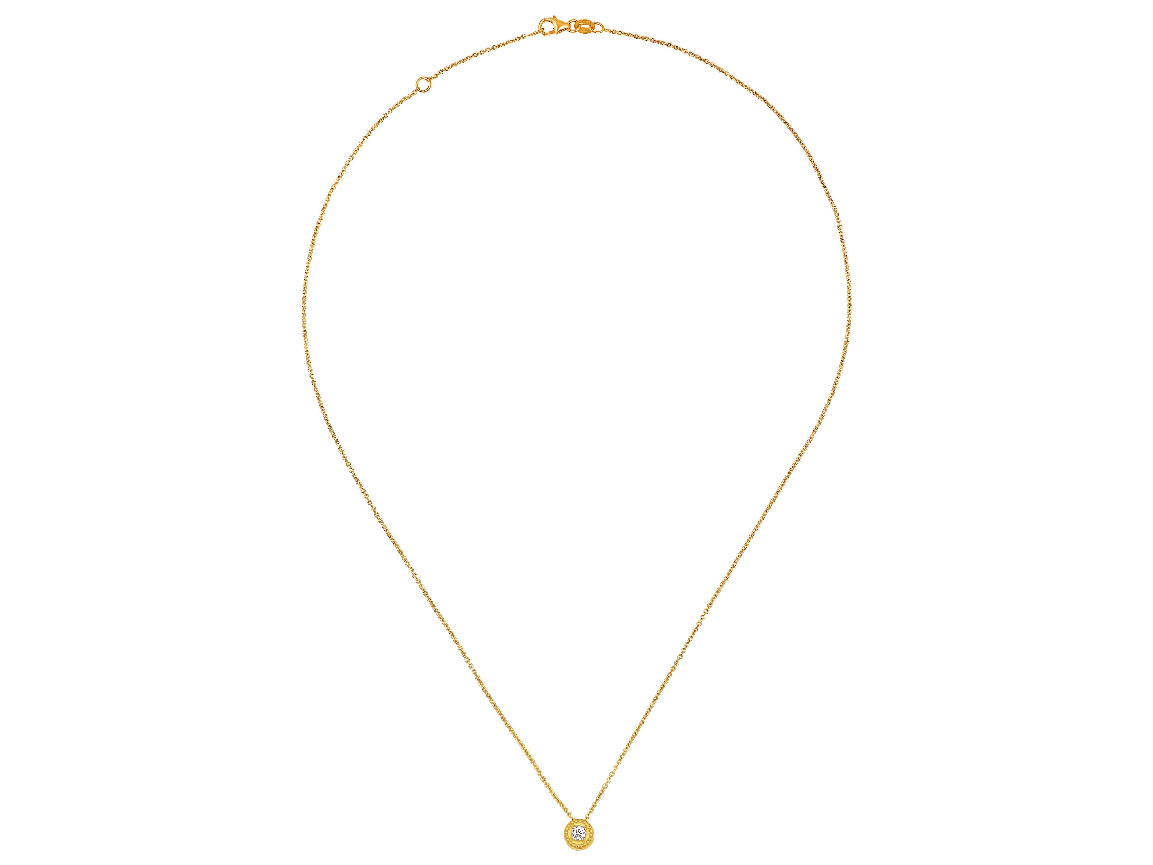 Neoclassical Dimos 18k Gold Balance Necklace with Diamond For Sale