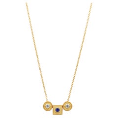 Dimos 18 Karat Gold Balance-Halskette mit Saphir und Diamanten
