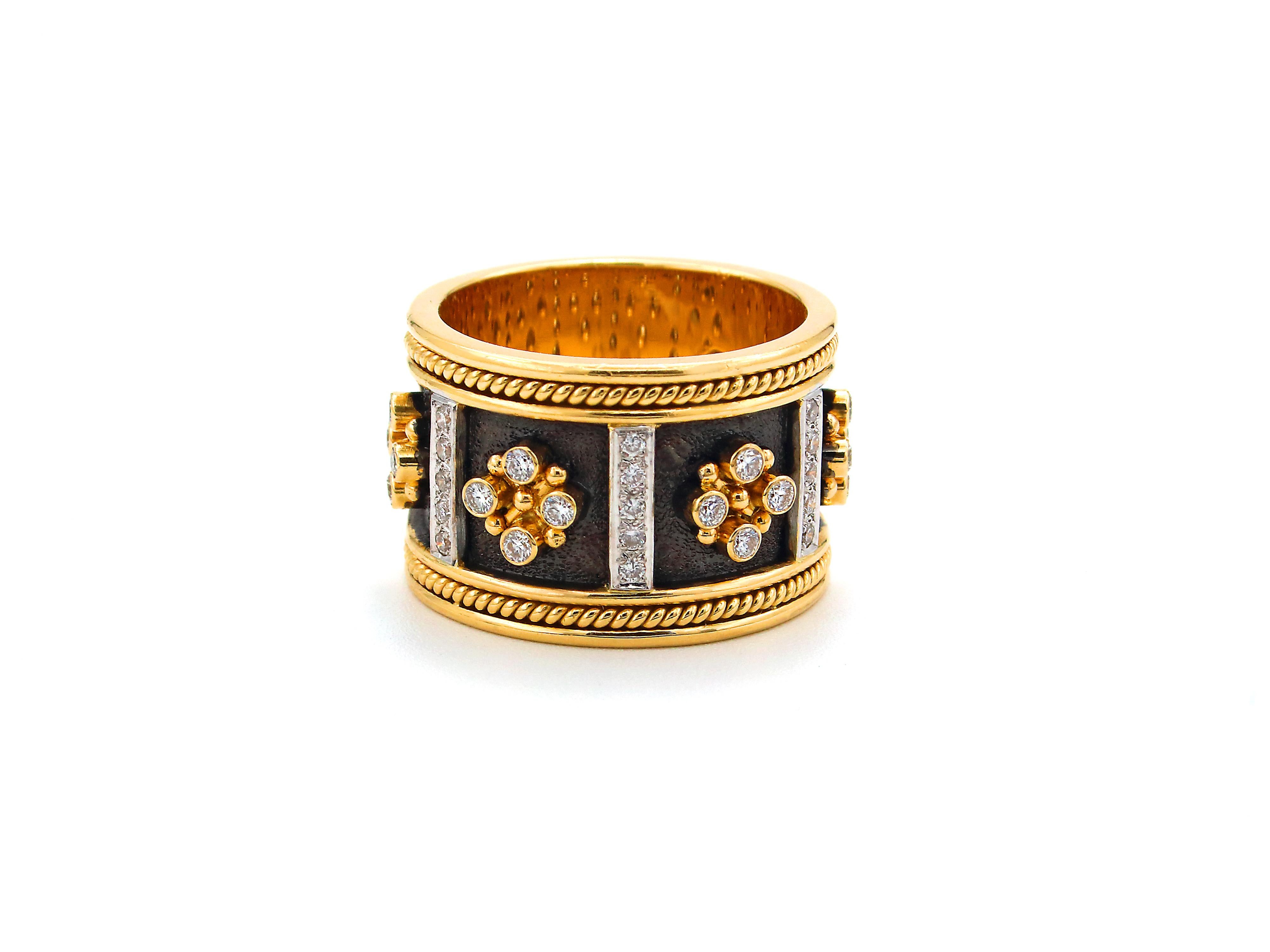 Byzantinischer Dimos-Ring aus 18 Karat Gold mit Brillanten im Zustand „Neu“ im Angebot in Athens, GR