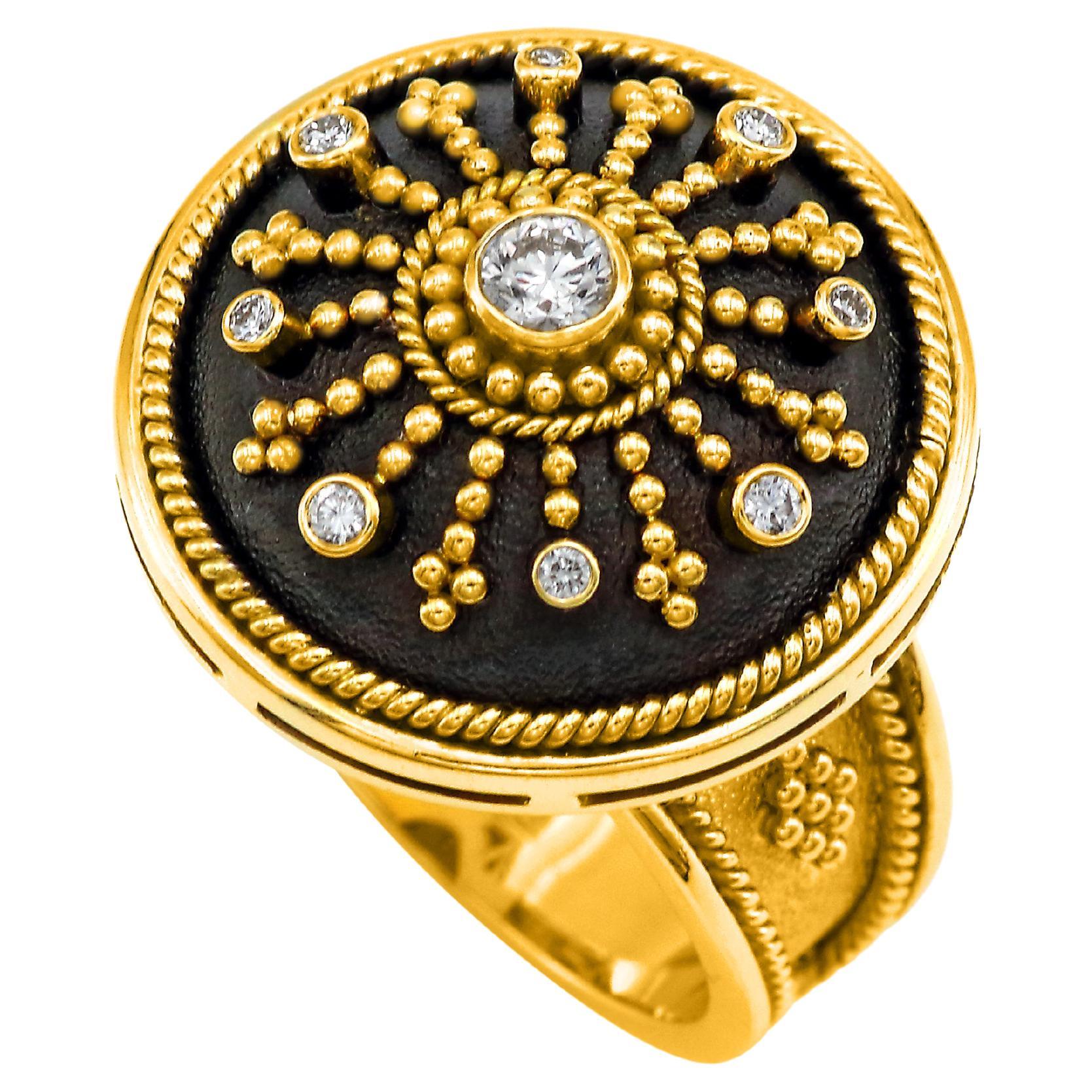 Dimos 18k Gold Byzantine Dome Ring with Brilliant Diamonds