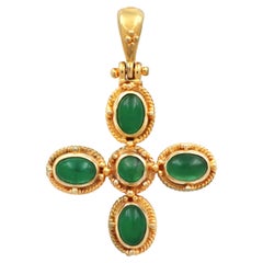 Dimos 18k Gold Byzantine Inspired Cross with Emeralds