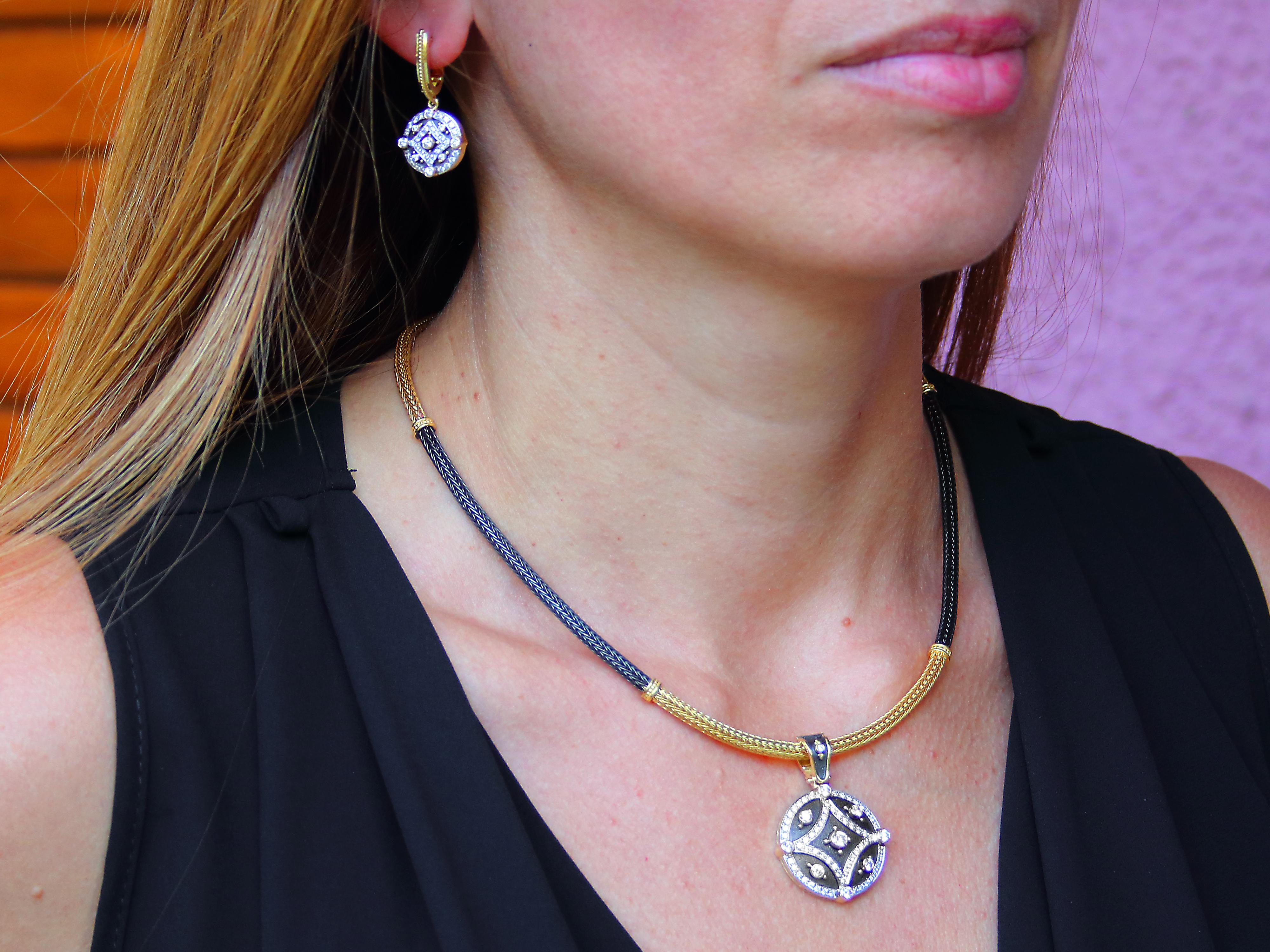 Dimos 18 Karat Gold Byzantinischer Anhänger in Halskette mit Brillanten im Angebot 6