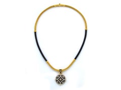 Dimos 18k Gold Byzantine Pendant in Necklace with Brilliant Diamonds