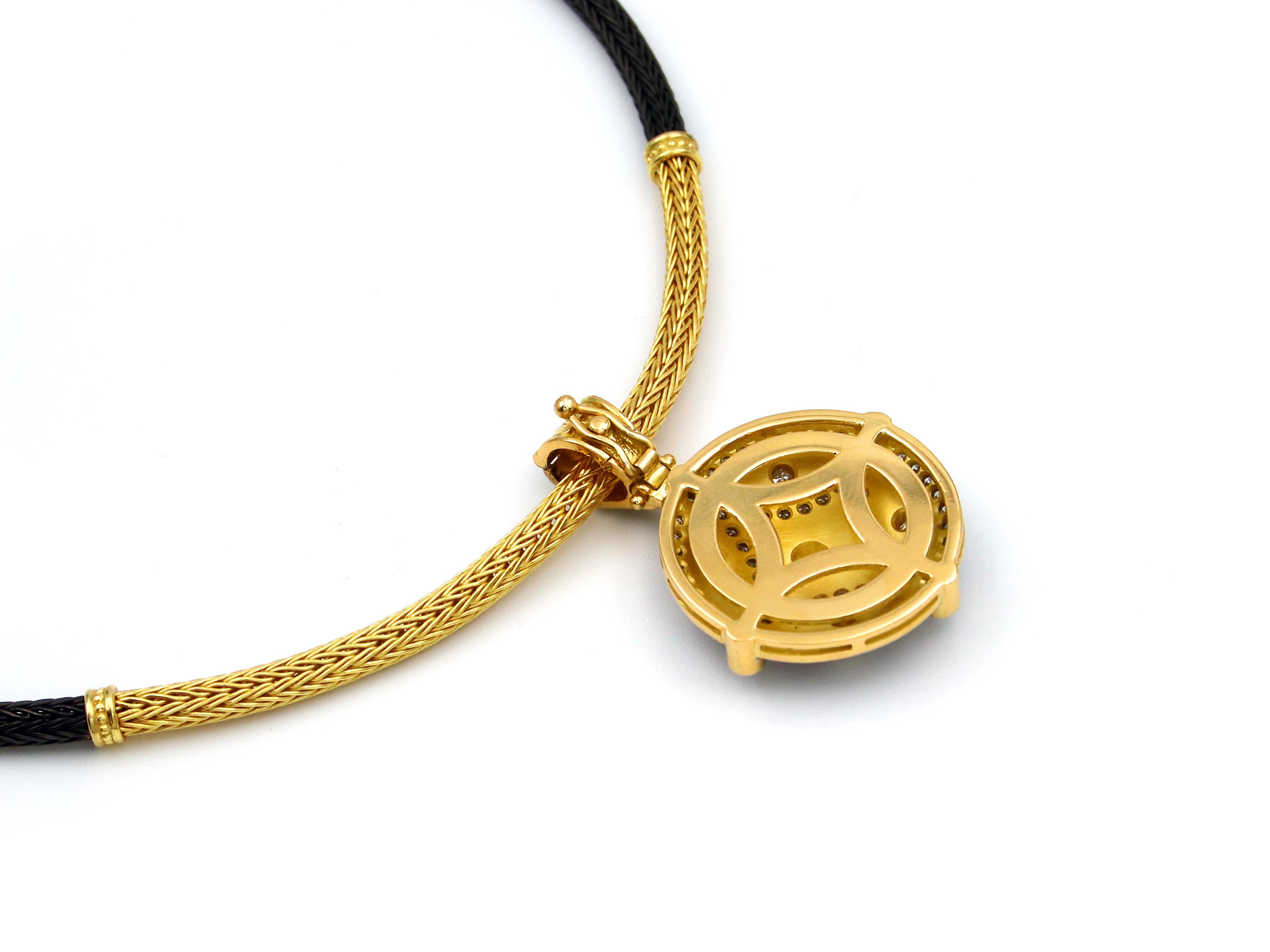 Dimos 18 Karat Gold Byzantinischer Anhänger in Halskette mit Brillanten Damen im Angebot
