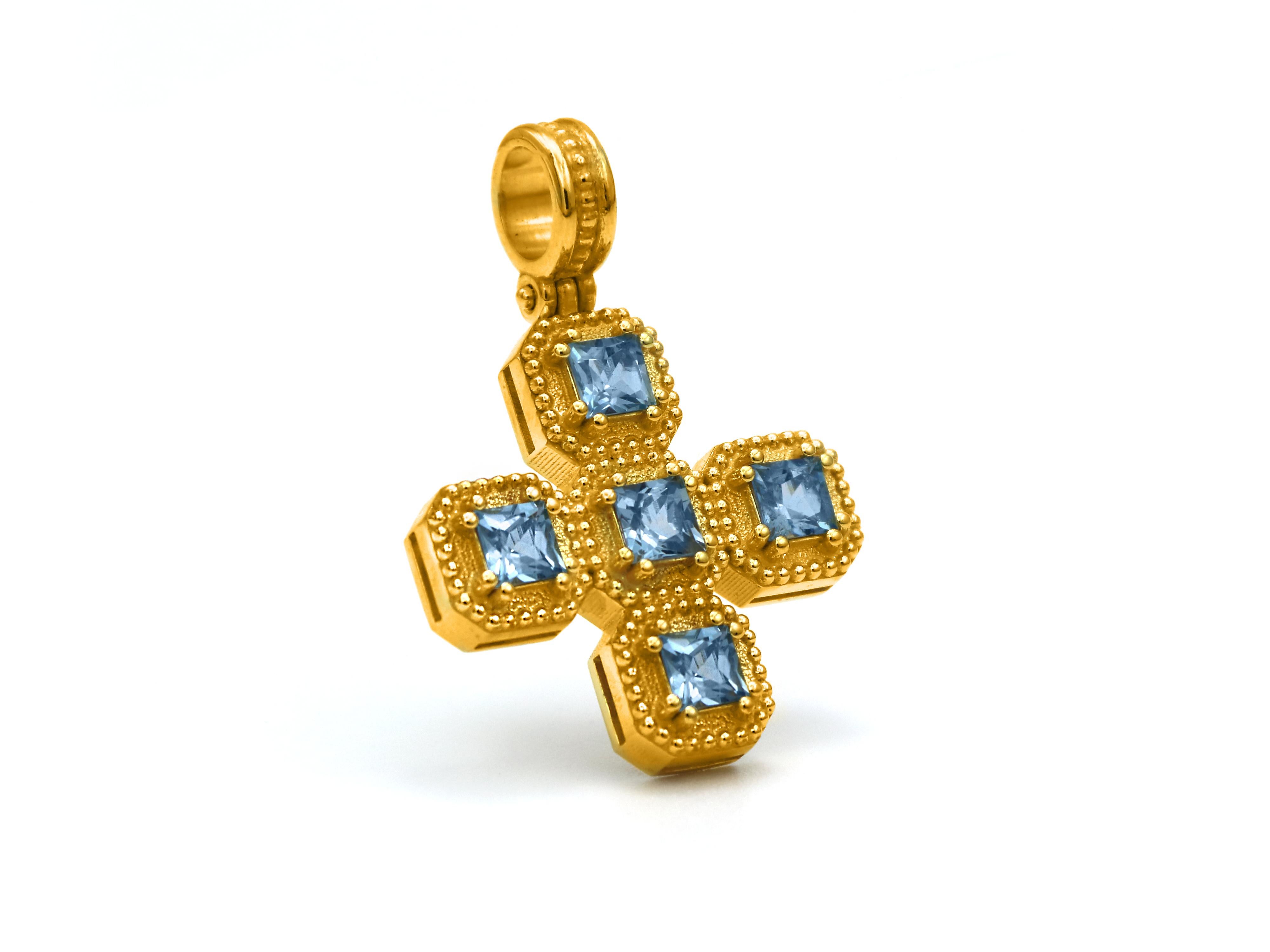 Yellow gold cross 18 karat handmade in Athens Greece and part of our Balance collection. One of the most love collection from the jewelry lovers.  Inspired by the neoclassic museum work of Mycenae. A beautiful and simple to the point workmanship