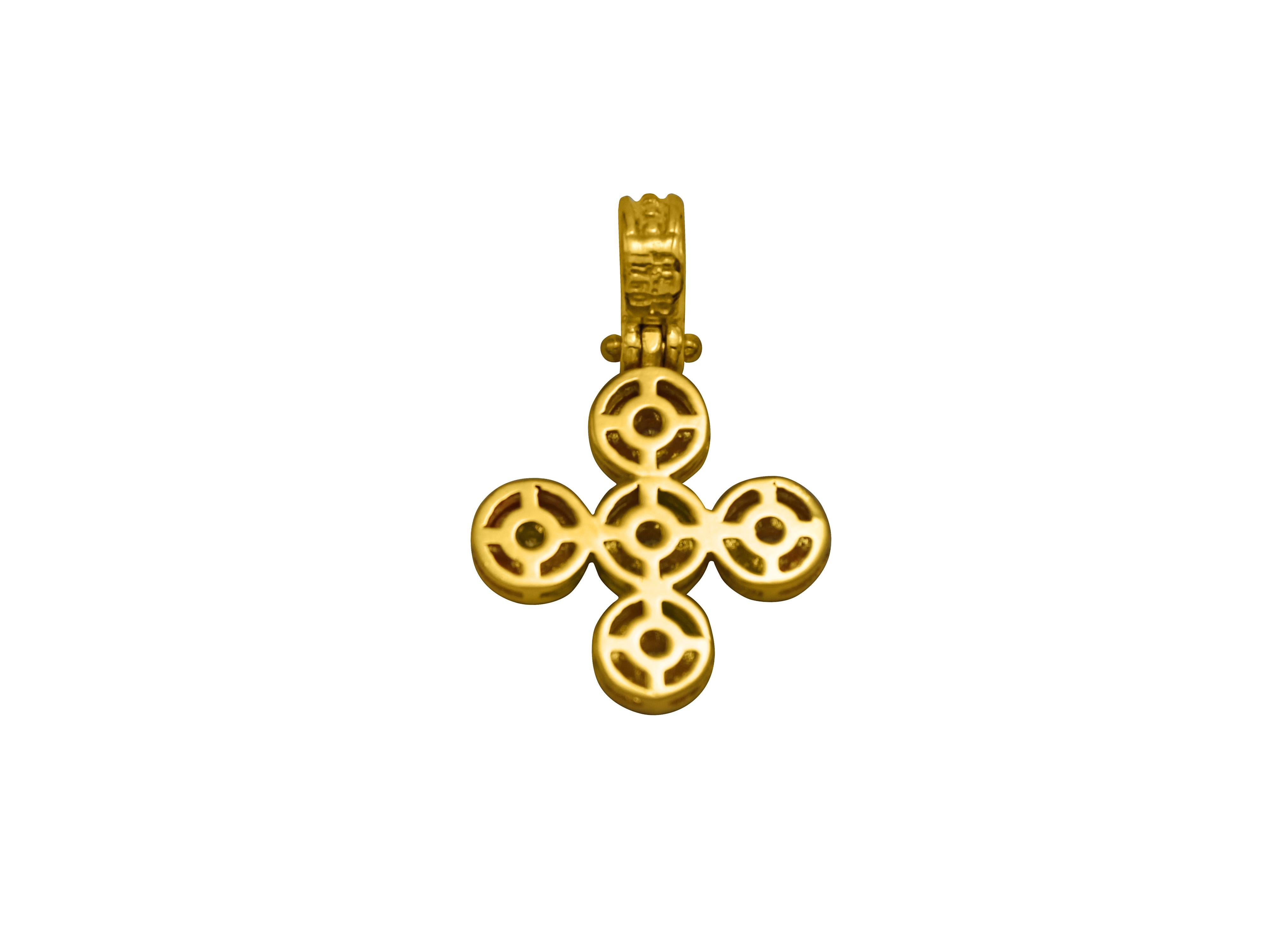 Dimos 18k Gold Cross Pendant with Diamonds In New Condition For Sale In Athens, GR