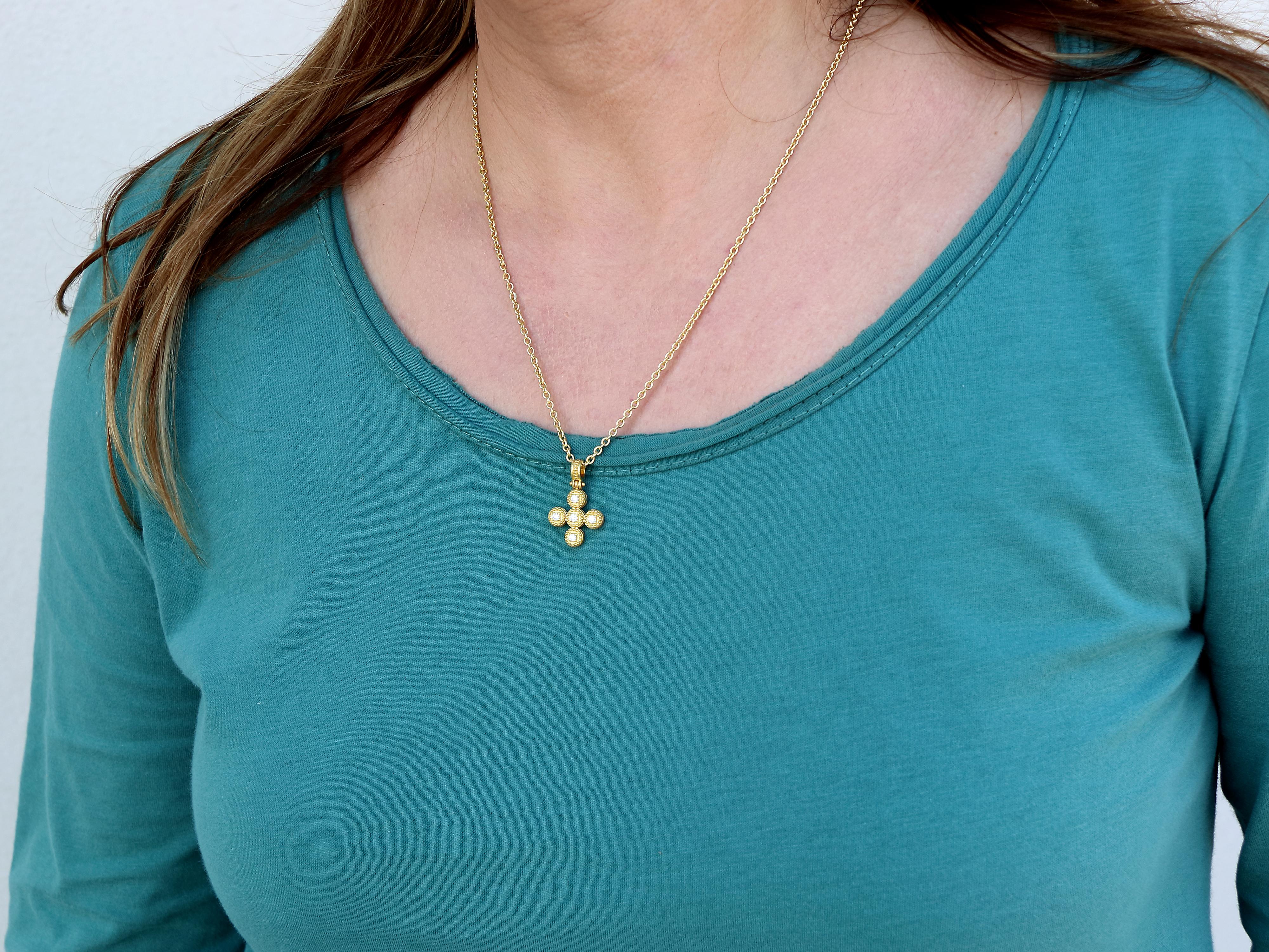 Women's Dimos 18k Gold Cross Pendant with Diamonds For Sale