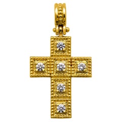 Used Dimos 18k Gold Cross Pendant with Diamonds