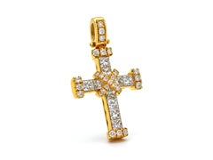 Dimos 18k Gold Cross with Princess Cut Diamonds
