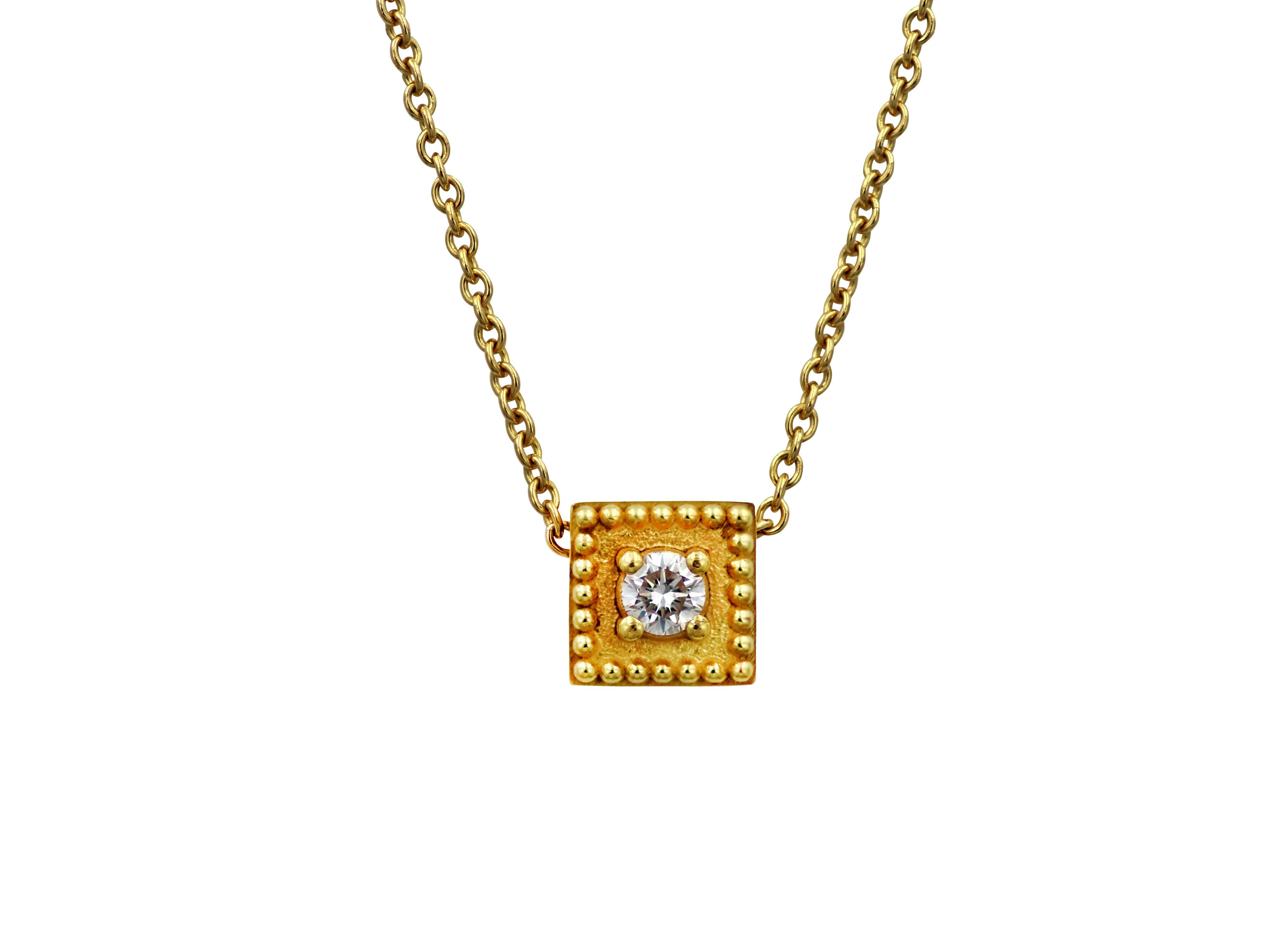 Dimos 18k Gold Diamond Neoclassic Necklace For Sale
