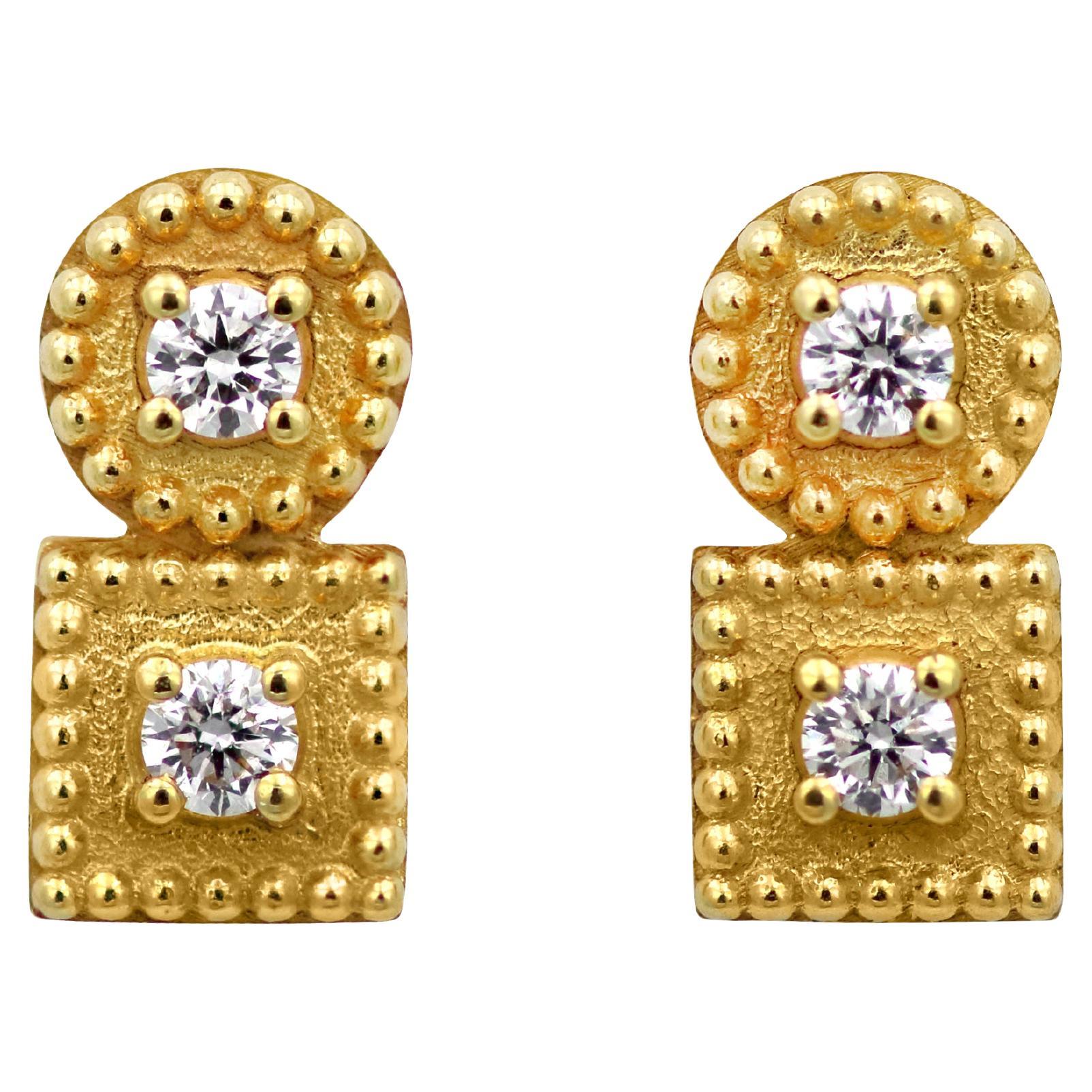 Dimos 18k Gold Diamond Neoclassic Stud Earrings