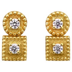 Dimos 18k Gold Diamond Neoclassic Stud Earrings