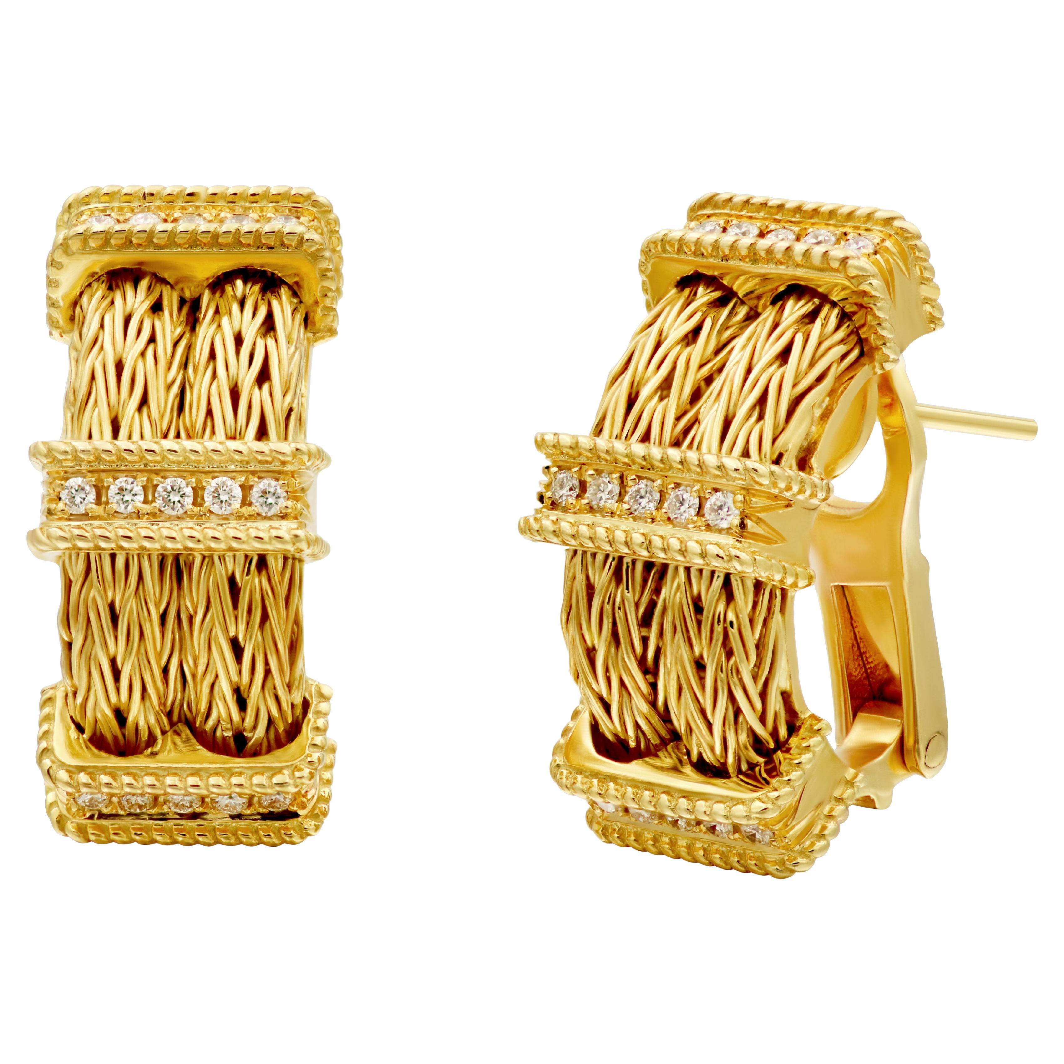 Dimos 18k Gold Diamonds Knitted Earrings For Sale