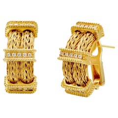 Dimos 18k Gold Diamonds Knitted Earrings