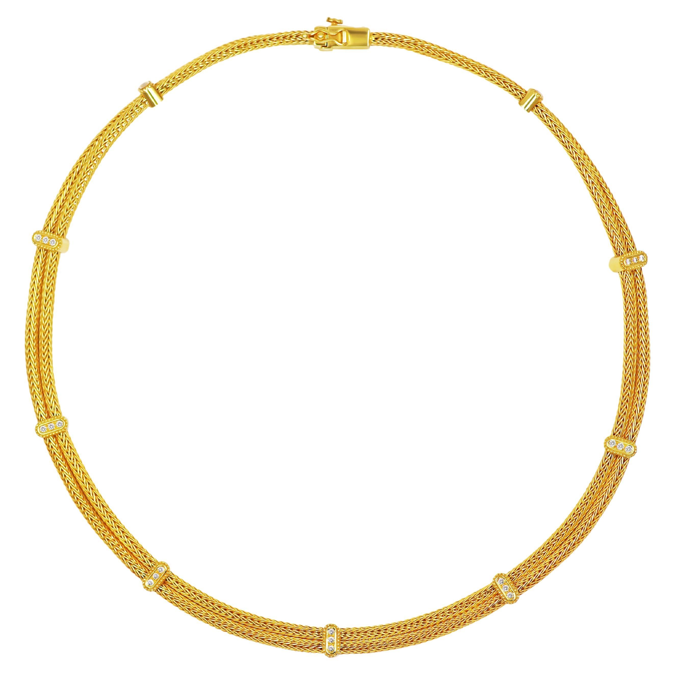 Dimos 18k Gold Diamonds Knitted Necklace