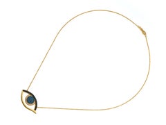 Dimos Cocktail-Halskette, 18 Karat Gold, Griechisch Evil Eye