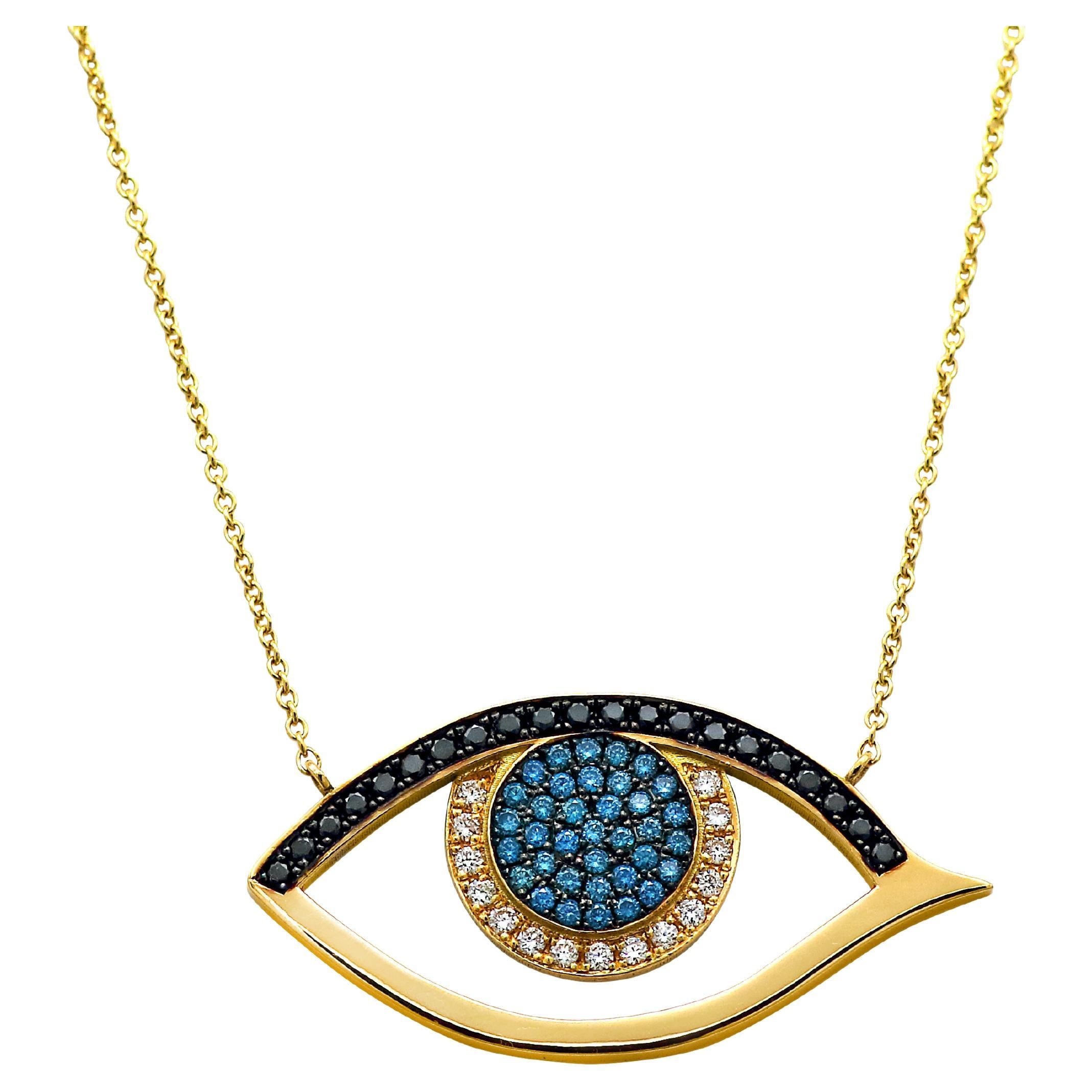 Dimos 18k Gold Greek Evil Eye Cocktail Necklace For Sale
