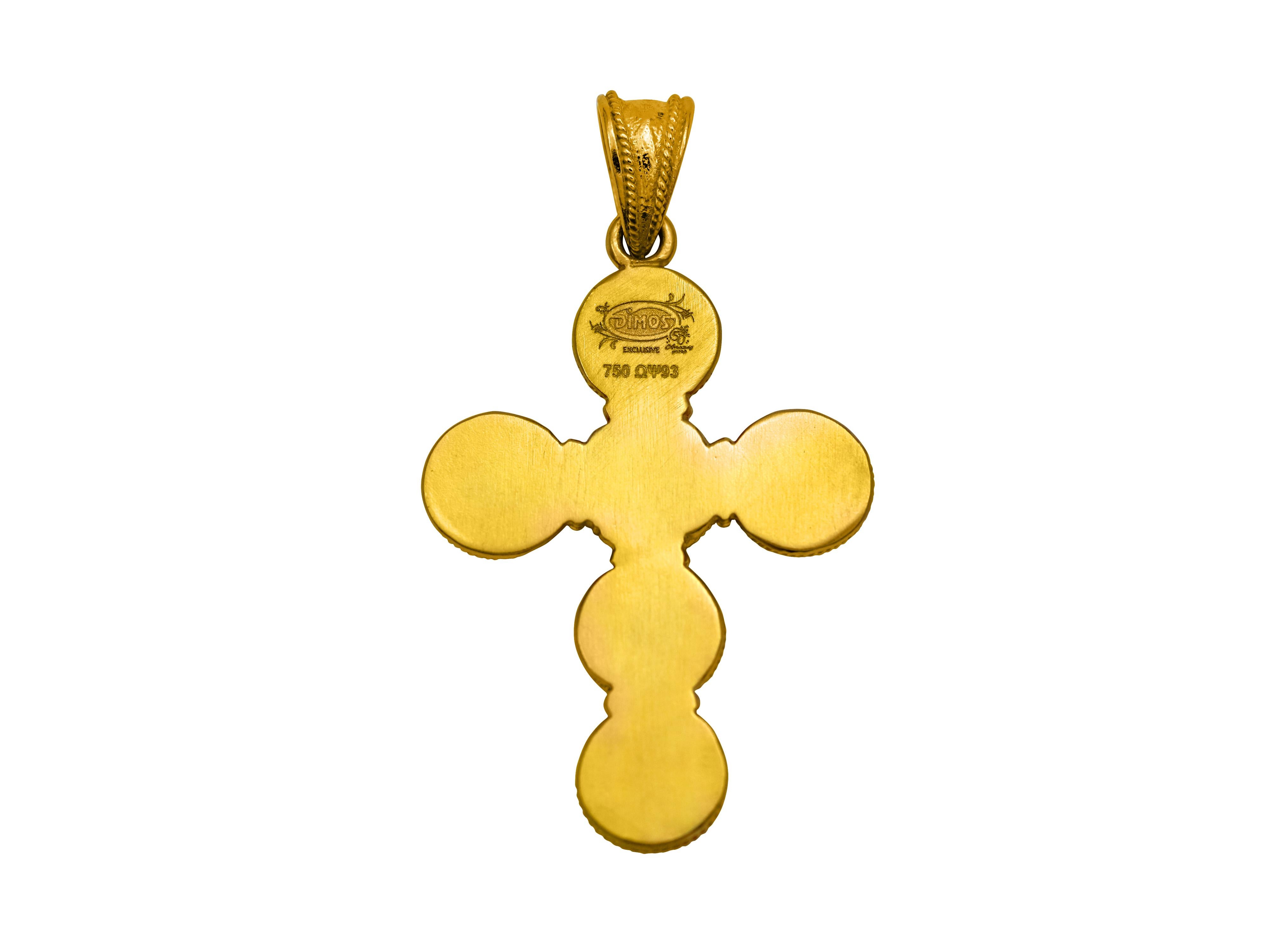 Dimos 18k Gold Filigree Cross Pendant with Diamonds In New Condition For Sale In Athens, GR