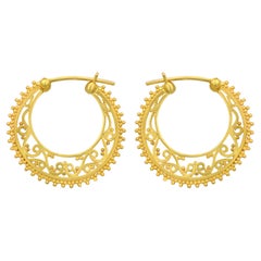 Dimos 18k Gold Filigree Hoops Earrings