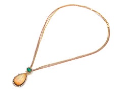 Dimos 18k Gold Fire Opal and Diamonds Necklace