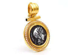 Dimos 18k Gold Goddess Athena Pendant with Diamonds