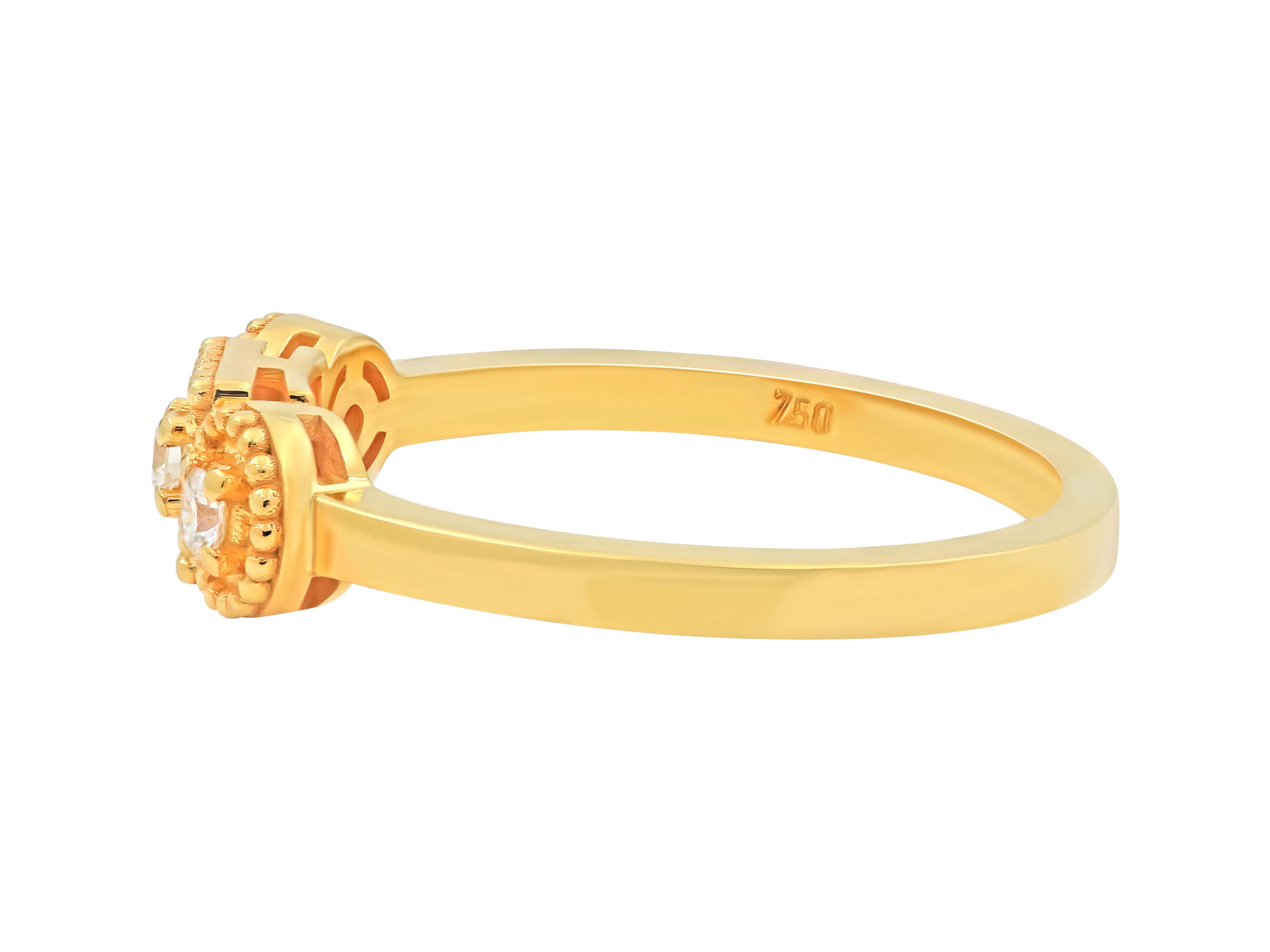 Brilliant Cut Dimos 18k Gold Granular Balance Ring with Diamonds For Sale