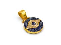 Dimos 18k Gold Greek Evil Eye Pendant with Sapphires and Diamonds