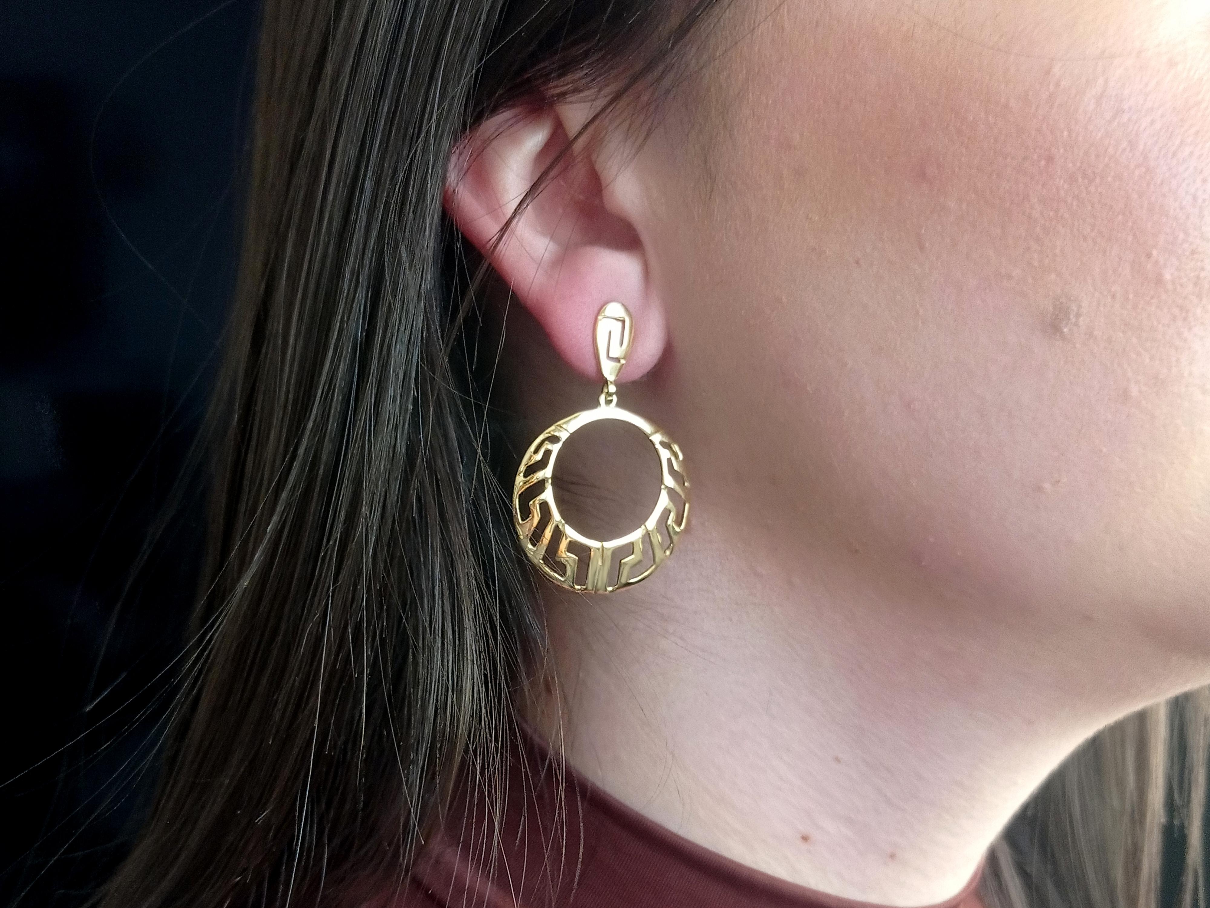 dimos 18k gold rosettes dangle neoclassical earring