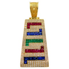 Antique Dimos 18k Gold Greek Key Cocktail Pendant