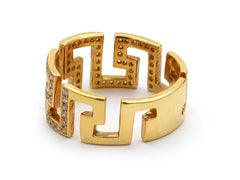 Dimos 18k Gold Greek Key Diamonds Band Ring
