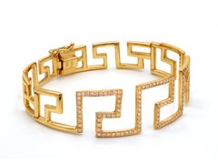 Dimos 18k Gold Greek Key Diamonds Bracelet