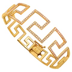 Dimos 18 Karat Gold Griechisches Schlüssel-Diamanten-Armband