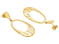 Dimos 18k Gold Greek Key Oval Earrings