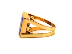 Dimos 18k Gold Greek Key Reversible Ring with Diamonds and Enamel