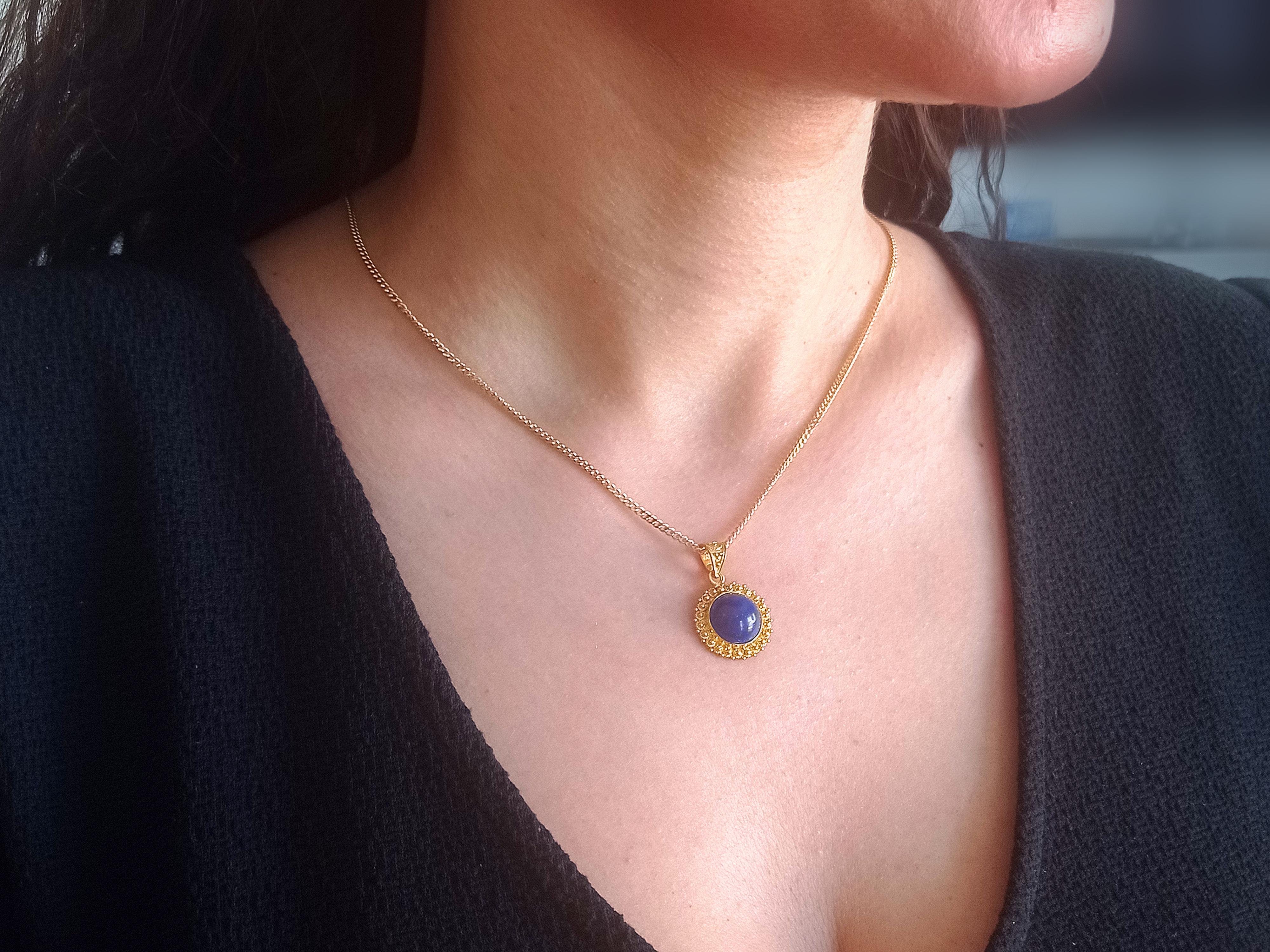 Dimos 18k Gold Lapis Lazuli Pendant In New Condition For Sale In Athens, GR