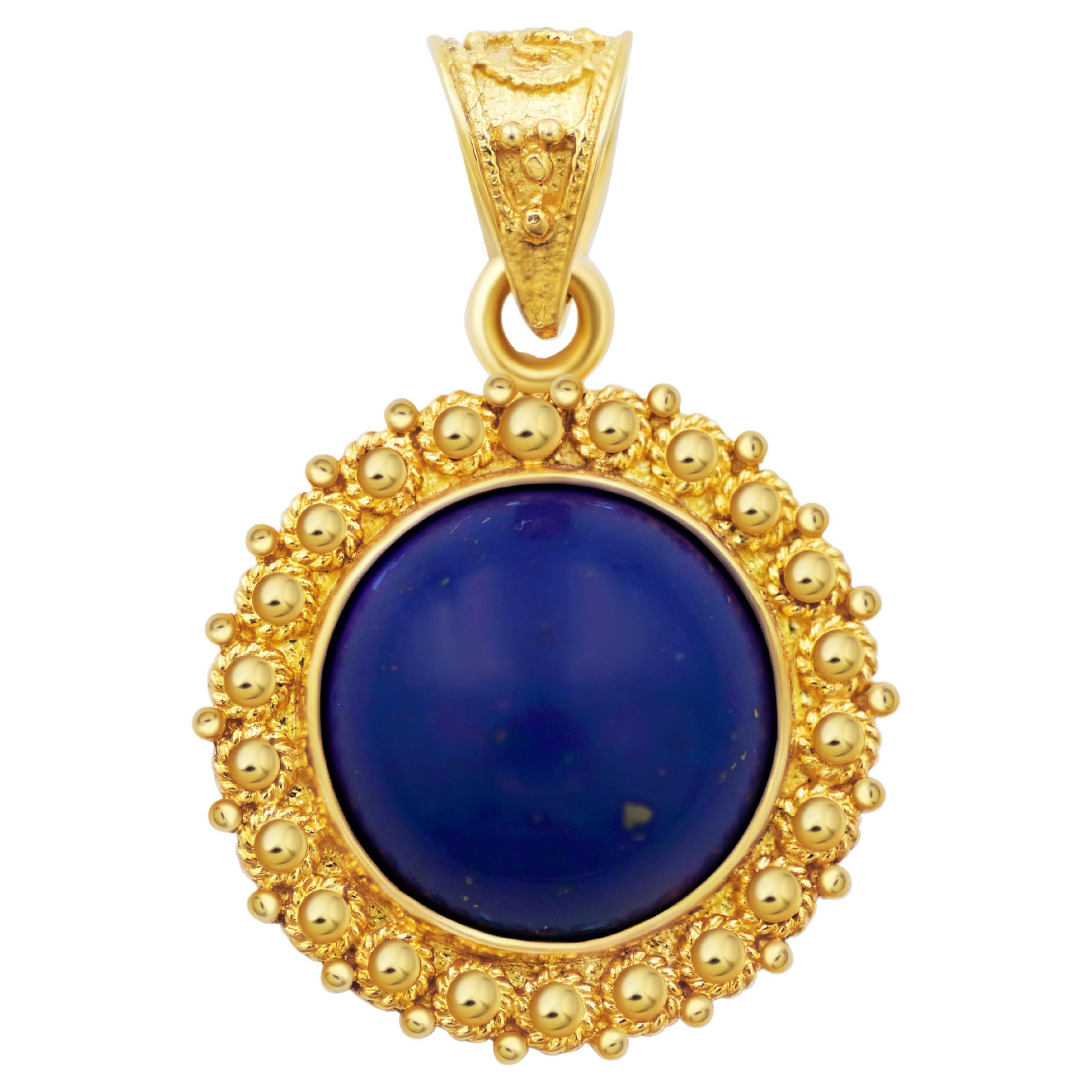 Dimos 18k Gold Lapis Lazuli Pendant For Sale