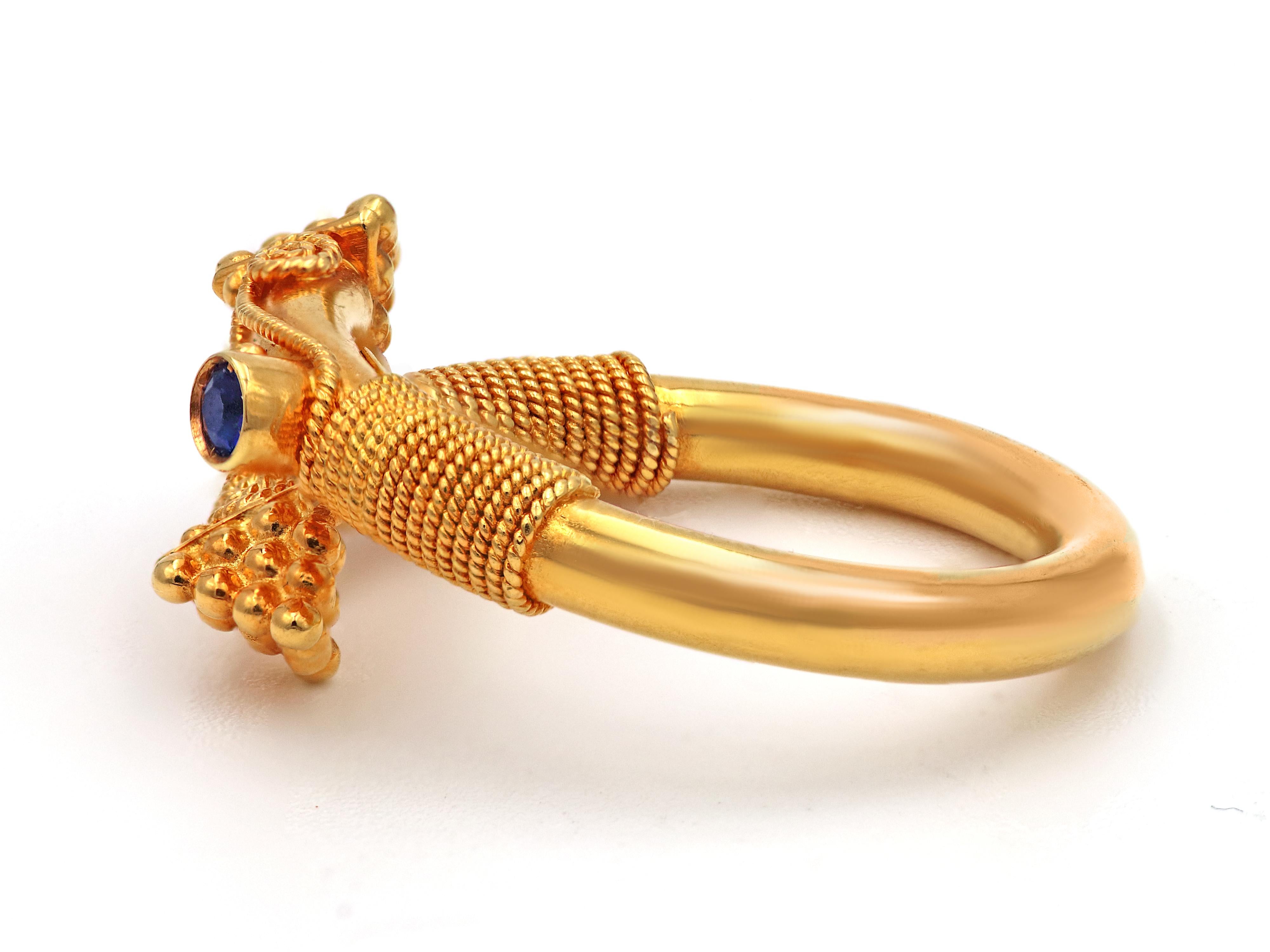 Greek Revival Dimos 18k Gold Museum Copy Cocktail Pyramids Ring For Sale