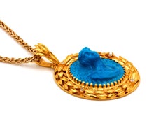 Dimos 18k Gold Museum Copy Goddess Artemis Pendant with Diamonds