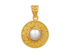 Antique Dimos 18k Gold Natural Pearl Pendant