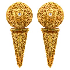 Dimos 18k Gold Neoclassic Diamonds Dangle Earrings