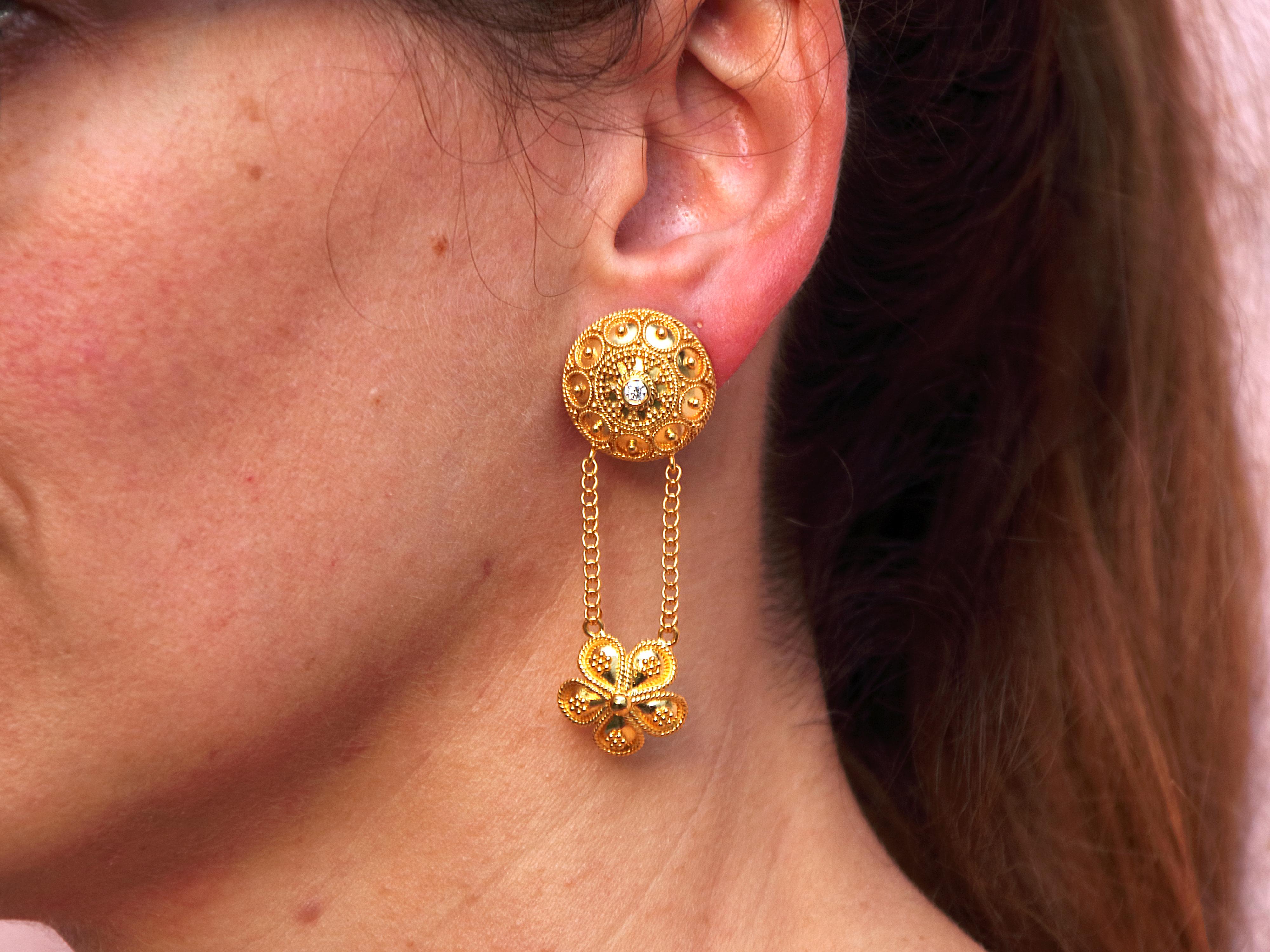 Brilliant Cut Dimos 18k Gold Neoclassic Diamonds Earrings