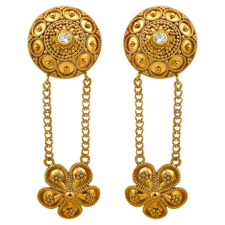 Dimos 18k Gold Neoclassic Diamonds Earrings For Sale at 1stDibs
